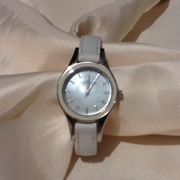 Anne Klein Accessories - Anne Klein white dial & leather band watch